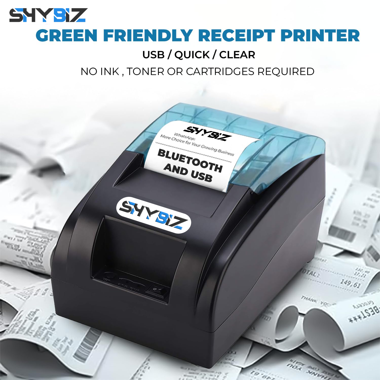 ShyBiz 58mm USB + Bluetooth Direct Thermal Receipt Printer 