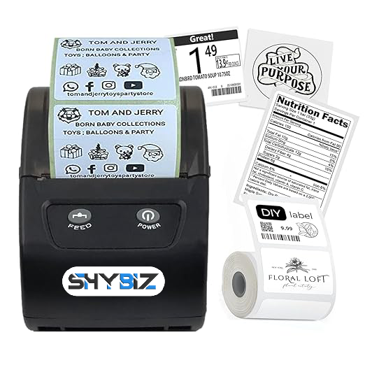 ShyBiz Bluetooth + USB Label and Receipt Printer 50mm (2 Inch)